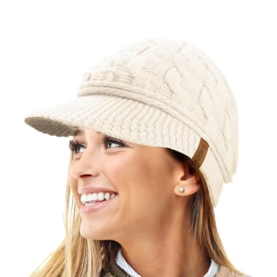 Immagine di TOSKATOK Berretto Invernale da Donna con Visiera in Maglia a trecce Warm R80 Teddy Foderato Pile