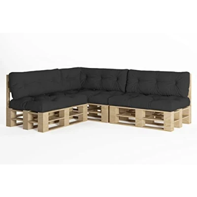Immagine di chilly pilley Cuscino Trapuntato Per Mobili In Pallet Riempito Con Fiocchi Di Schiuma Divano Schienale Sedile Laterale Set (Set 7 Nero)