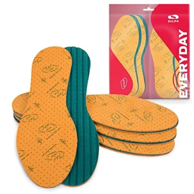 Immagine di SULPO 4 paia di solette con estratto aloe vera, per scarpe anti sudore, un fresco profumo, in schiuma lattice, antiodore, suola odore, Beige (beige.), 43 EU