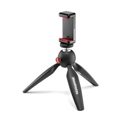 Immagine di Manfrotto Mini Treppiede Con Clamp per Smartphone Universale, Made in Italy, iPhone o Senza Custodia, CSC, Vlogging, Videografia, Nero, MKPIXICLMII BK