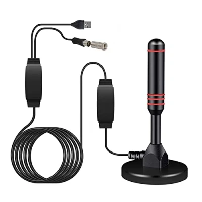 Immagine di iJiZuo Antenna TV Digitale da Interno, con Due Amplificatore Segnale, Support 4K HD/VHF/UHF/FM Digitale, per Terrestre HDTV DVB T/DVB T2 /DTMB