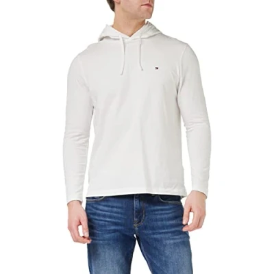 Immagine di Tommy Hilfiger Maglietta Maniche Lunghe Uomo con Cappuccio, Bianco (White), S