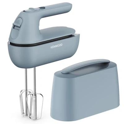 Immagine di Kenwood QuickMix Go HMP40.000GY, Sbattitore Elettrico Portatile con Custodia Integrata, Fruste e Ganci per impastare in Acciaio Inox, 5 Velocità, Realizzato Plastica Riciclata, 350W, Storm Blue