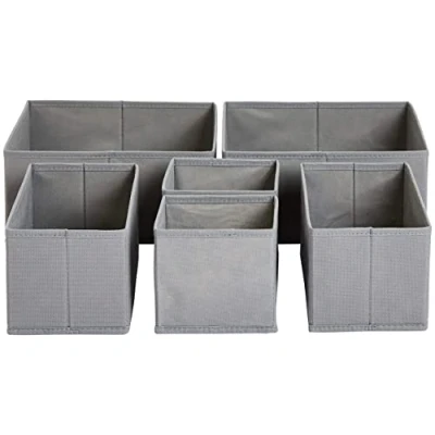 Immagine di Amazon Basics Organizer in tessuto per cassetto, 6 unità, Grigio