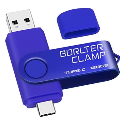 Immagine di 128GB Chiavetta USB 3.0 Type C, BorlterClamp 2 in 1 Pendrive (USB C e A 3.0) Memoria Flash OTG Drive Girevole per Android Smartphone Samsung S10 S8, Huawei honor, Laptop, PC (Blu)