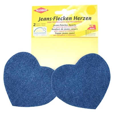Immagine di Kleiber Toppe in Jeans termoadesive a Forma di Cuore, Blu Medio