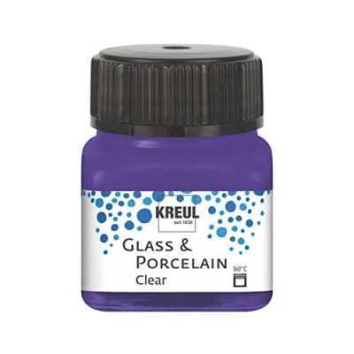 Immagine di Kreul 16211 Vetro Viola Chiaro, in Barattolo, Vernice Trasparente a Base d&#039;Acqua per e Porcellana, ad Asciugatura Rapida, cristallina, Colore Purple, 20 ml,