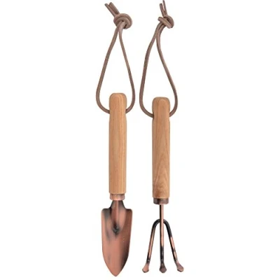 Immagine di Esschert Design Minitools in Rame e rastrello, con Manico Legno Occhiello sospeso