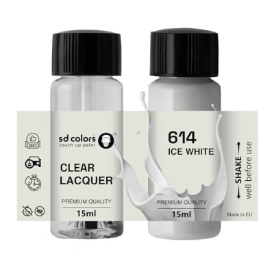 Immagine di SD COLORS ICE WHITE 614 New Touch Up Paint 15 ML RIPARAZIONE SCRATCH CHIP PENNELLO COLORE CODICE BIANCO GHIACCIO (VERNICIA+LACQUA)