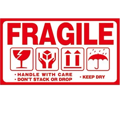 Immagine di &quot;Fragile This Way Up Handle with Care&quot; Adesivi, White Red 300pcs Grande fragile care Keep Dry verso l&#039; alto non calpestare spedizione scatola attenzione adesivi etichetta scotch