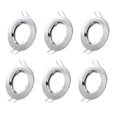 Immagine di Hsthe Sea set di 6 cornici per luci da incasso, cornice montaggio a soffitto, faretti in alluminio (LED/alogeno/GU10/MR16/PAR16/50 mm) argento