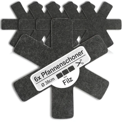 Immagine di COM FOUR® 6x proteggi padella in feltro per proteggere dai graffi tappetino anche pentole e ciotole (06 pezzi nero)