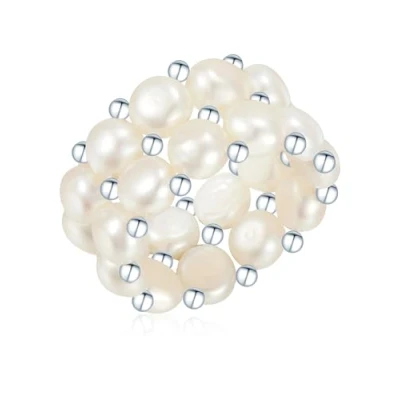 Immagine di Valero Pearls Anello da Donna in Argento Sterling 925 con rodio Perle coltivate d&#039;acqua dolce bianco 60840021