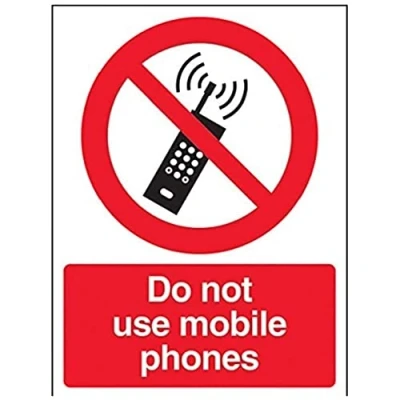 Immagine di VSafety 53020AN R Segnale di proibizione generale &quot;Do Not Use Mobile Phones&quot; in plastica rigida, verticale, 150 mm x 200 mm, colore: Nero/Rosso