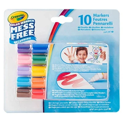 Immagine di CRAYOLA 256394.012, Color Wonder, Set 10 Pennarelli Senza Macchia con Inchiostri Trasparenti, Colori Classici, Punta Maxi, età 3+