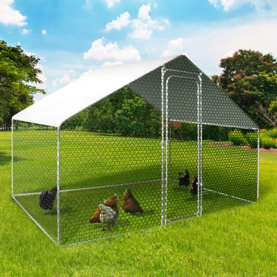 Immagine di IDMarket Recinto pollaio 3 m² Parco a rete 2,20 x 1,4 m in acciaio zincato