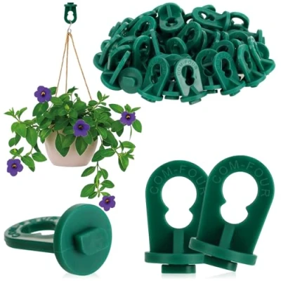 Immagine di com four® Clip per Serra 50x Supporti Piante stabili con Elevata capacità di carico Dispositivi Sospensione Serre e Giardini d&#039;inverno Occhielli binari (050 Verde)