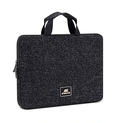 Immagine di Rivacase Borsa per Computer Portatile Fino a 13,3 Pollici, Impermeabile e Ultraleggera, Tracolla compatta da Uomo Donna (Nero)