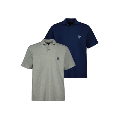 Immagine di JP1880 2ERPACK Seitenschlitze Regular FIT Polo, Uomo, Taglia: 4XL, Bleu, gris chiné