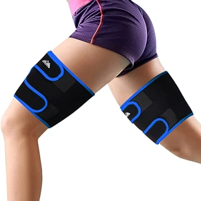 Immagine di supregear Supporti Coscia, 2 Pezzi Manicotto di Compressione Della Coscia Regolabile Hamstring Quad Wrap, Antiscivolo Tutore per la Parte Superiore Gamba, Quadricipiti