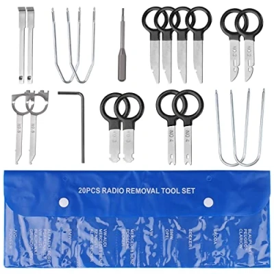 Immagine di Xastro 20 Pezzi Set per Smontaggio Autoradio Radio Navi Attrezzi Strumento di Rimozione Extractor de Dvd Audio