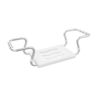 Immagine di MSV 140696 Sedile per vasca da bagno, Alluminio/Base in polipropilene, Bianco/Metallo, 55/70 x 18.7 26.1 cm