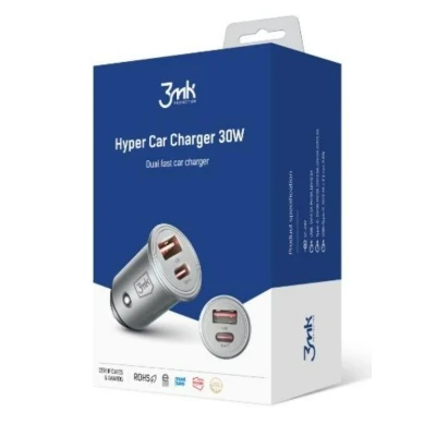 Immagine di 3MK Hyper Car Charger 5903108464574 Caricabatterie da auto per cellulare 2 argento