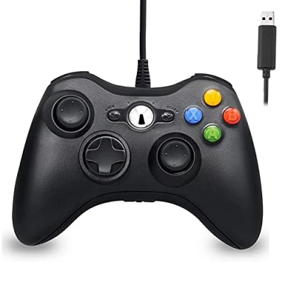 Immagine di Hovlia, Controller con cavo per Xbox 360, USB Game PC Joystick aggiornato, compatibile Microsoft 360 e Slim/PC Windows 10/8/7 (nero)