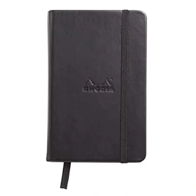 Immagine di RHODIA 118569C Taccuino Rigido Webnotebook nero A6 Puntinato Dot 192 pagine Carta Clairefontaine Avorio 90 g/m Segna pagina, Chiusura con elastico Copertina Simil Cuoio