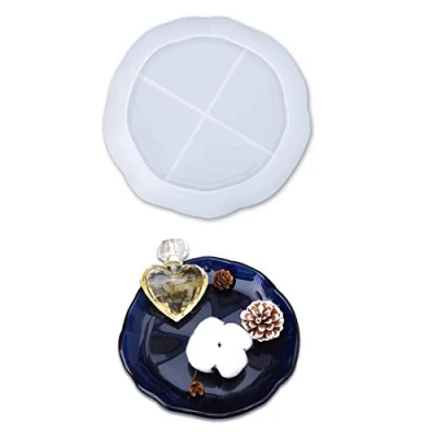 Immagine di FineInno Stampi per Piatti Ovali in Resina Tray Dish Resin Molds Silicone a Forma di Vassoio Fusione Epossidici Fai da Te Gioielli (Stampo Piatto Rotondo)