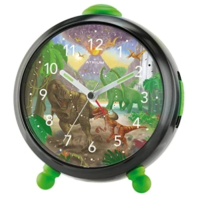 Immagine di Atrium T Rex Time A932 4 Sveglia per bambini con dinosauro, analogica, al quarzo, senza ticchettio, luce e snooze