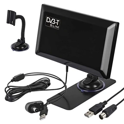 Immagine di Maclean MCTV 948 Antenna Attiva Interna DVB T/T2 H.265 HEVC Amplificata Ventosa Alimentazione USB 5 V Design Moderno