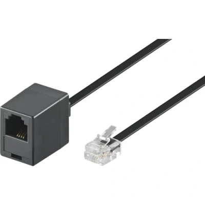 Immagine di Goobay 68259 Cavo di Connettore Telefonico Modulare da 3 Metri, Nero, Spina Rj11/Rj14 (6P4C) alla Presa Rj11 (6P4C), Nero