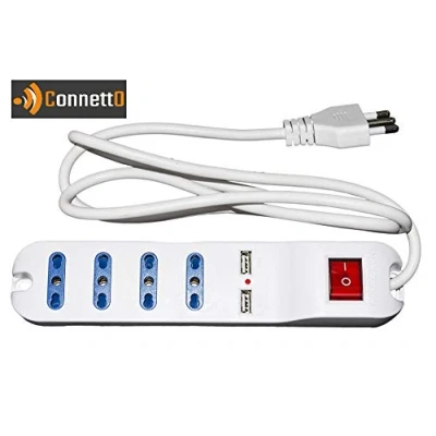 Immagine di Connetto MULTIPRESA 4 Prese UNIVERSALI ITA 10/16 A Spina 16 con Interruttore 2 USB