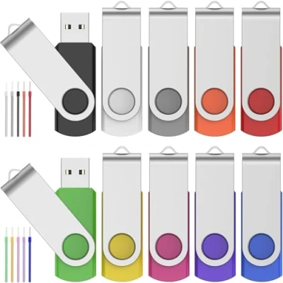 Immagine di Chiavetta USB 512MB Pendrive 10 Pezzi Pennette Girevole Pen Drive 512 MB Piccola Capacità Ottimo Kit Flash FEBNISCTE Multicolore Memoria Penna