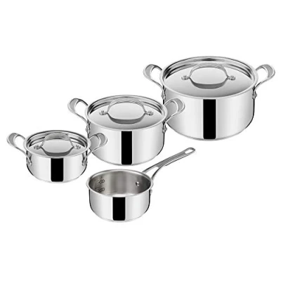 Immagine di Jamie Oliver by Tefal Cook&#039;s Classics E307S734 Set di 7 casseruola in acciaio inox, 16 cm, pentole con coperchio x 20 24 a induzione