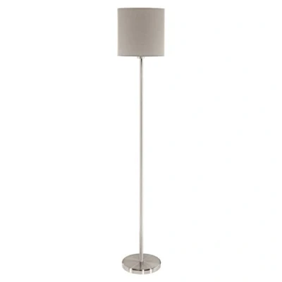 Immagine di Eglo Lampada da terra Pasteri, Lampadario in tessuto a 1 luce, Piantana acciaio e tessuto, nichel opaco, grigio taupe, E27, interruttore pedale incluso