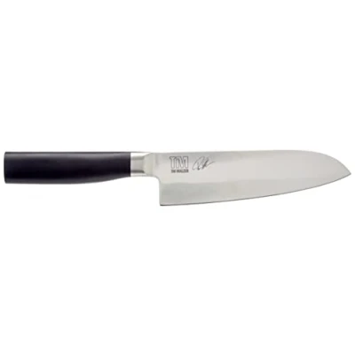 Immagine di Kai Tim Mälzer Kamagata Santoku 16,5 cm lunghezza lama acciaio inossidabile 4116 forgiato 56 (±1) HRC manico in POM lucido coltello da cucina giapponese Made Japan