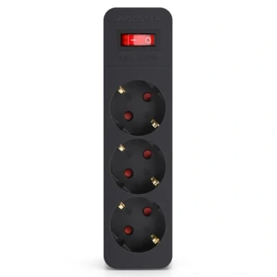 Immagine di Aigostar Presa Piatto Schuko Tripla,Presa Multipla con Interruttore ed Protezione Bambini,Adattatore 3 prese Universali Standard Tedesco,Nero