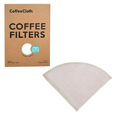 Immagine di Earthtopia 3 Pezzi Filtri per Caffè Riutilizzabili in Tessuto 100% Canapa Sacchetti Filtro Ecologici permanenti (adatto Hario V60 03 e Chemex FC 100)