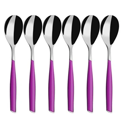 Immagine di BUGATTI, Glamour, Set 6 Cucchiaini da caffè in Acciaio Inox 18/10 e Manico Colore Iris, Stampaggio PRO Tech System, Lavabili Lavastoviglie