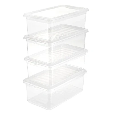 Immagine di keeeper Box Contenitore con Sistema di Ventilazione, Confezione da 4 Pezzi, x 5,6 L, 33 19,5 12 cm, Bea, Trasparente
