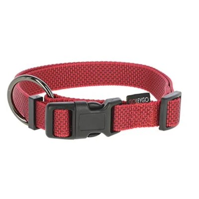 Immagine di GOLEYGO guinzaglio piatto + collare rosso, taglia S 1,4 2 m, chiusura magnetica sicura, incl. adattatore pin, per cani di piccola fino a 15 kg, carico massimo 100 kg