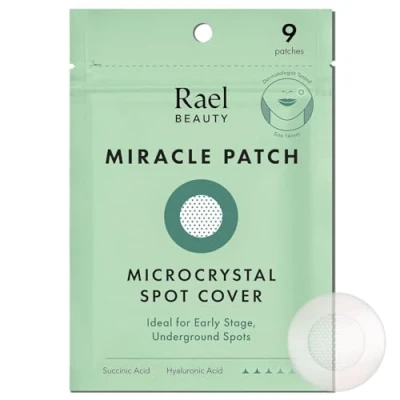Immagine di Rael Miracle Microcrystal Patch Brufoli Per Acne Agli Inizi, Idrocolloide Pimple Patches con Olio dell&#039;Albero del Tè, Cerotti (9 Pezzi)