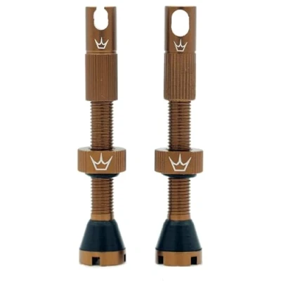 Immagine di Peaty&#039;s X Chris King MK2 Tubeless Valves Presta Tappi per rimozione chiave raggio e nucleo valvola integrati, Pneumatico tutti le bicicletta, Compatibile con inserti, Alluminio 42 mm, Bourbon