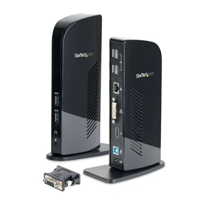 Immagine di StarTech.com Docking station USB 3.0 A doppio monitor con HDMI e DVI/VGA, hub 6 porte, GbE, Audio Dock universale Tipo per laptop Windows/macOS/ChromeOS (USB3SDOCKHD)