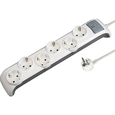Immagine di Electraline 62507 Ciabatta Presa Multipla, 6 prese con interruttore per vetrina Sezione 3 G1 mm², 2 m, colore: bianco