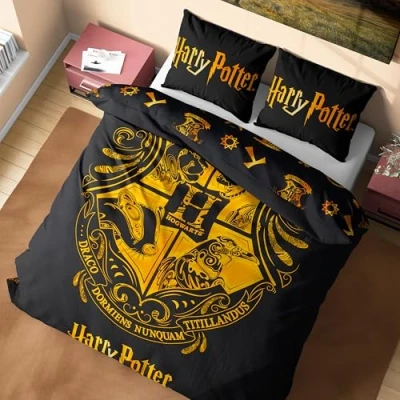 Immagine di Harry Potter Set Copripiumino e Federa, Accessori Camera da Letto Singola o Doppia (Nera Double)