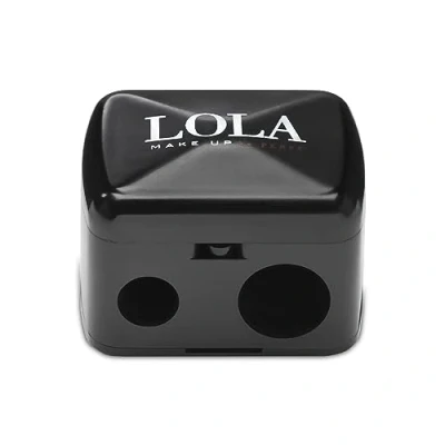 Immagine di Lola Make Up by Perse Temperamatite con coperchio, doppio foro, temperino per eyeliner e matita sopracciglia, adatto tutti i tipi di matite da trucco, cosmetici, colore: nero