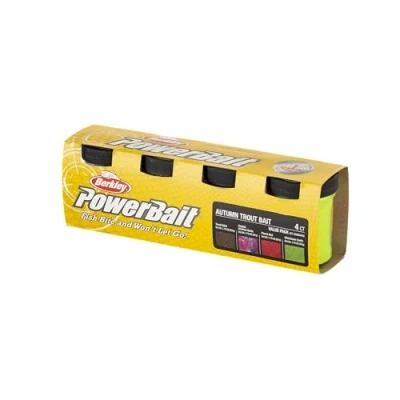 Immagine di Berkley PowerBait Trout Dough Season Pack, 4 colori e sapori per la pesca alla trota tutto l&#039;anno, esche profumate modellabili laghi, fiumi torrenti, tutti i livelli di abilità, primavera